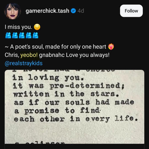 "I miss you so much."